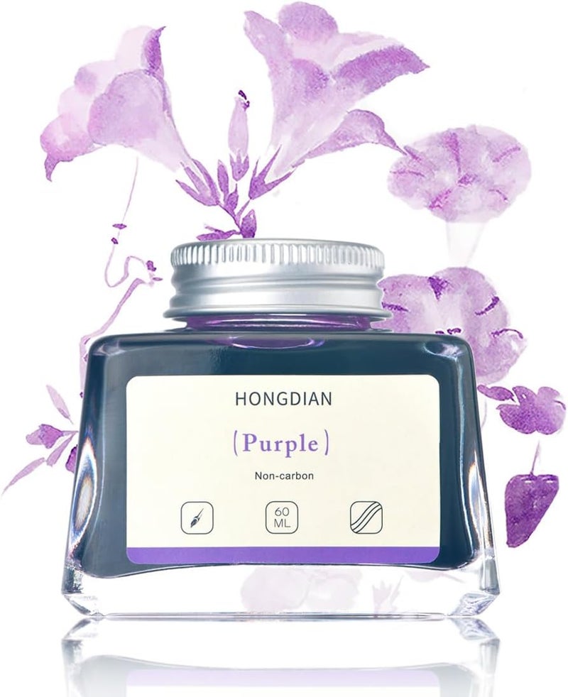 Asvine Hongdian Fountain Pen Bottled Ink Purple Color, 60ml Non Carbon Inkwell Bottle, Artist Calligraphy Ink - Image 1